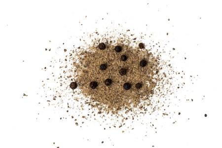 The Photo of black pepper taken with a high-resolution camera using on a white background.の写真素材