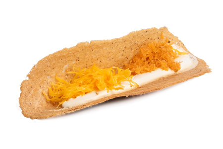 Crispy pancake isolated on white background. Clipping pathの写真素材