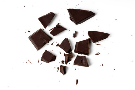 The Photo of chocolate bar taken with a high-resolution camera using the focus-stacking technique on a white background.の写真素材