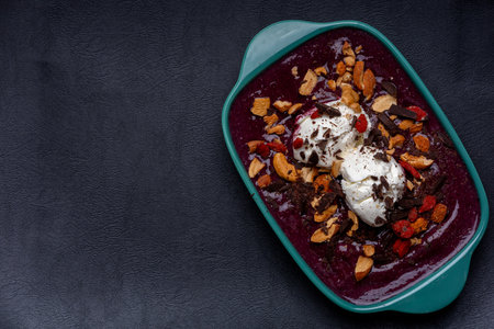 The High-resolution photograph of smoothy bowl fruit, taken with a high-resolution 45MP cameraの写真素材