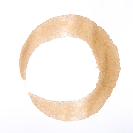 The High-resolution photograph of coffee stain isolate on white, taken with a high-resolution 45MP cameraの写真素材
