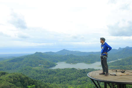 ENJOY THE MORNING VIEW OF KALIBIRU YOGYAKARTA TOURの写真素材