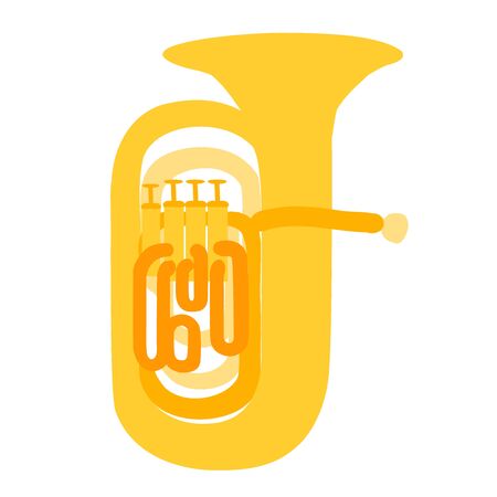 Brass instruments, tuba. Illustration of isolated  a tuba on white background. Design layout for banners presentations, flyers, posters and invitations. Vector modern flat design musical instruments.のイラスト素材