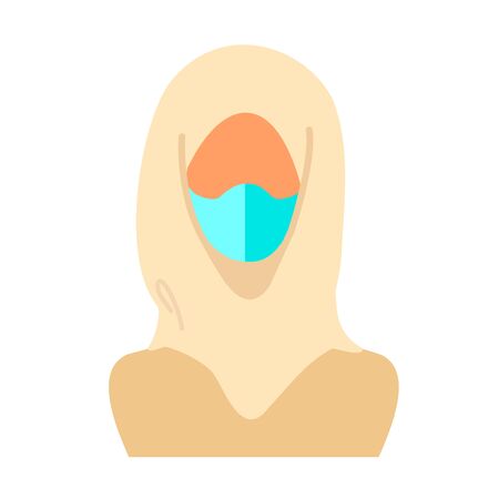Vector illustration of muslim woman wearing a surgical mask. The illustration for the topic of coronavirus, flu and cold.のイラスト素材