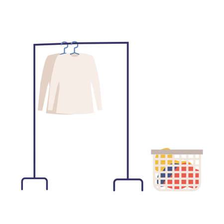 Vector illustration of a clothesline. Concept for laundry, housework. Isolated graphic.のイラスト素材