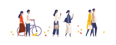 Men and women have a day off on new normal. Shopping, dating and walking.