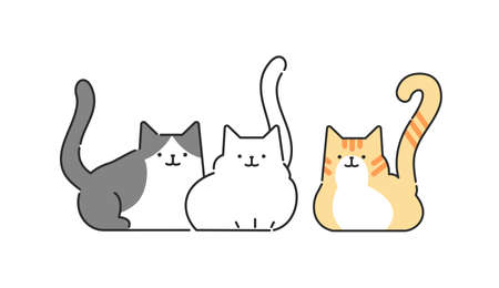 Set of cats in different poses. Vector illustration in flat style. Animal concept.のイラスト素材