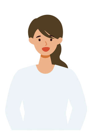 Woman cartoon character. People face profiles avatars and icons. Close up image of smiling Woman. Vector flat illustration.のイラスト素材
