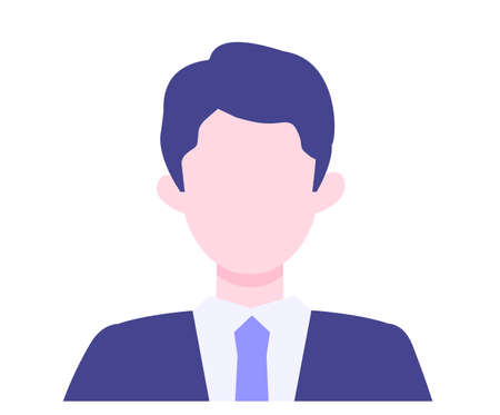 BusinessMan cartoon character. People face profiles avatars and icons. Close up image of smiling man. Vector flat illustration.のイラスト素材