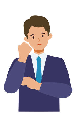 BusinessMan cartoon character. People face profiles avatars and icons. Close up image of confused man. Vector flat illustration.のイラスト素材