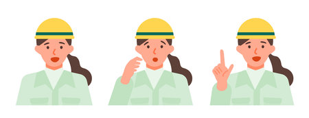 Working Woman. Concept for Problem Solving. Woman cartoon character. People face profiles avatars and icons. Close up image of Problem Solving Woman. Vector flat illustration.のイラスト素材