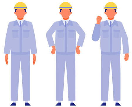 Working man. Concept for Problem Solving. Man cartoon character. People face profiles avatars and icons. Close up image of Problem Solving man. Vector flat illustration.のイラスト素材