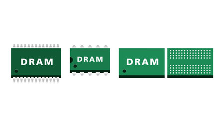 Explains DRAM operation as volatile main memory, focusing on access speed, data handling, and usage...
