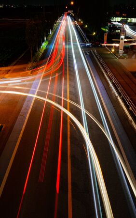 The trajectory of car lightの写真素材