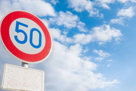 50km speed limit sign in Japanの写真素材