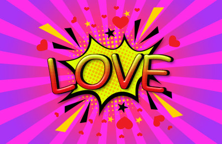 LOVE Comic Speech 3d Text Style Effect high resolution backgroundの写真素材
