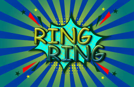 RING RING Comic Speech 3d Text Style Effect high resolution backgroundの写真素材