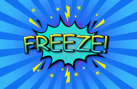 FREEZE Comic Speech 3d Text Style Effect high resolution backgroundの写真素材
