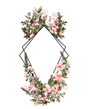 kite frame with pink lovely flower on white background high resolution for wedding decoration or for invitationの写真素材