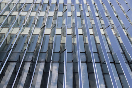 Close-up abstract geometry pattern of modern architecture exterior facade. Futuristic wallpaper...