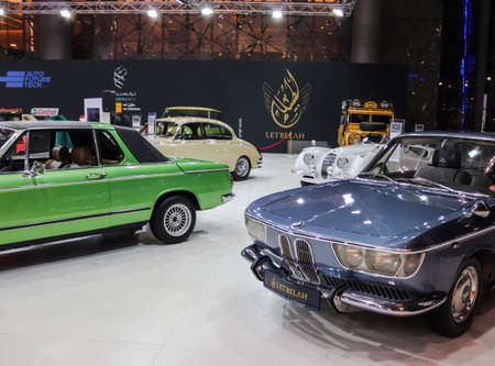 Doha, Qatar- October 18, 2018: Collection of vintage exotic sport cars from BMW in Doha Auto Exhibition in Doha Exhibition and Convention Centre.のeditorial素材