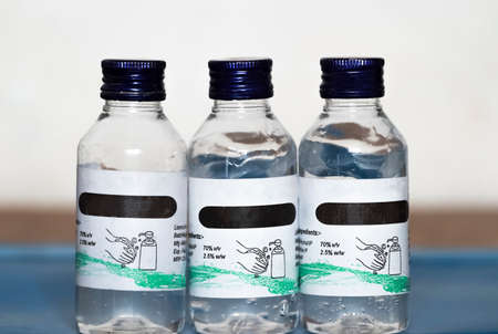 Close-up view of medical kit highly used during COVID-19. Medical kit to fight against corona-virus includes thermometer, paracetamol, sanitizer and anti-cold tabletsのeditorial素材