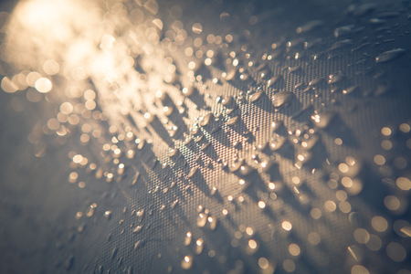 Morning dew on a white surface in the sunの写真素材