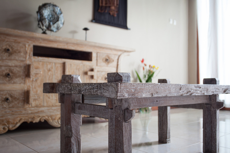 Furniture in classic Balinese style details light woodの写真素材
