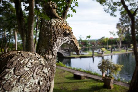 Stone sculpture bird of the Temple in Bali Tirta Ganggaの写真素材