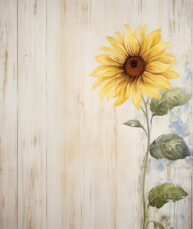 decoupage sunflower on white boards. a place for the text. copy spaceの素材