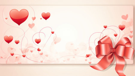 hearts with a bow on a delicate pink background. wedding invitation. Declaration of love for Valentine's Day, Happy Mother's Day. copy spaceの素材