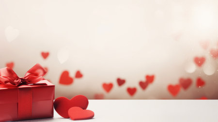 gift box on a pink background with hearts. for congratulations on Valentine's Day, Mother's Day, declaration of love. copy spaceの素材