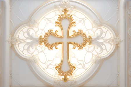 Luxury Christian cross on a white background. Close-upの素材