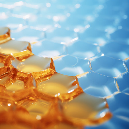 Abstract background with honeycombs. Shallow depth of field.の素材