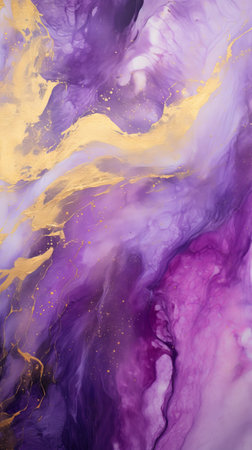 purple abstract background texture, gold leaf pattern.の素材