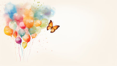 watercolor balloons with space for textの素材