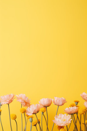 spring flatlay concept background with flowers. copy spaceの素材