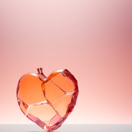 a beautiful red, glass heart with an aorta. The concept of Valentine's Day. copy spaceの素材