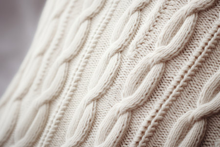 White knitted sweater as background, closeup.の素材