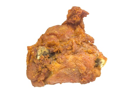 Crispy Fried Chicken Thigh Isolated Over Whiteの写真素材