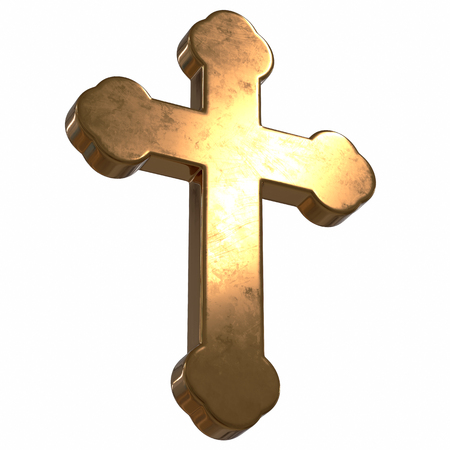 3D render of gold crossの写真素材