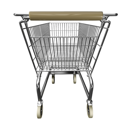 3D illustration of Shopping cart, isolated on white backgroundの写真素材