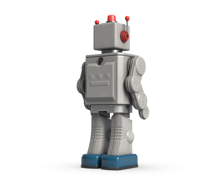 3d illustration of vintage robot toy isolated on white.の写真素材