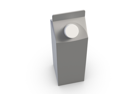 3D illustration of juice box on white background.の写真素材