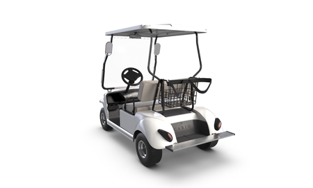 3D render of Golf cart isolated on white backgroundの写真素材