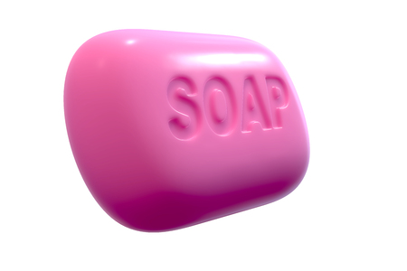 3D render of Pink Soap isolated on white backgroundの写真素材