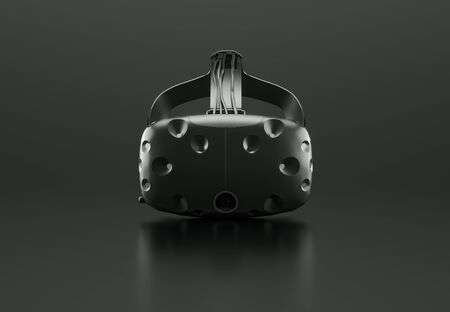 3D render of Virtual Reality goggles on black glossy surfaceの写真素材