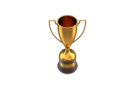 3D render of Gold Trophy Cup isolated on white.の写真素材