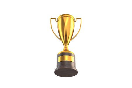 3D render of Gold Trophy Cup isolated on white.の写真素材