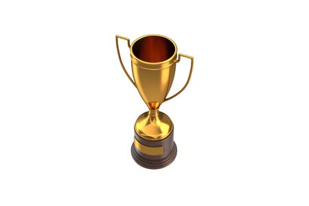 3D render of Gold Trophy Cup isolated on white.の写真素材